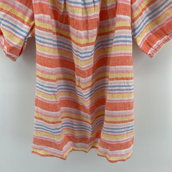 NWT Talbots 100% linen striped short puff sleeve square neck top sz 1X - Picture 4 of 7